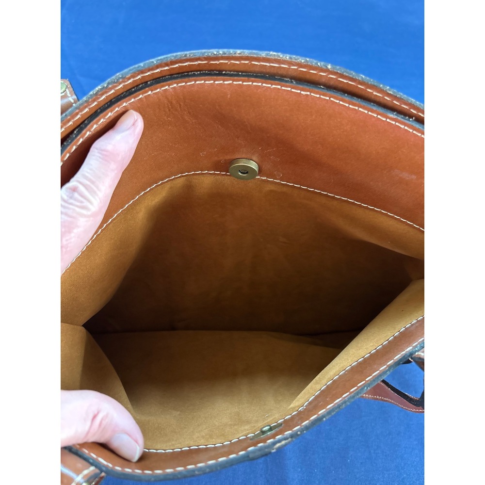 Patricia Nash Tan Leather Vintage Map Print Shoulder Bag Tote Travel Satchel - Picture 5 of 11